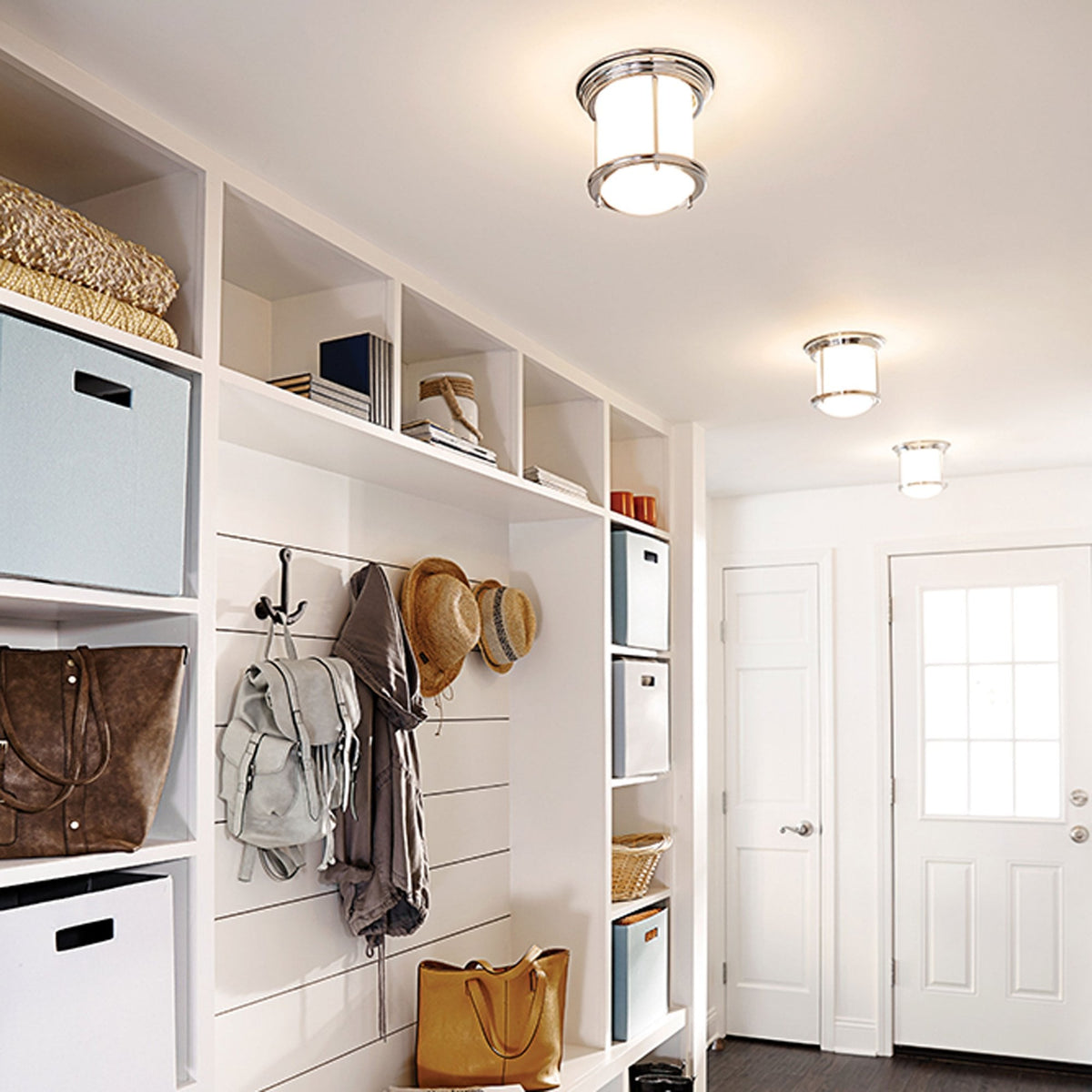 Hadrian Mini IP44 Ceiling Light in Chrome & Opal Glass