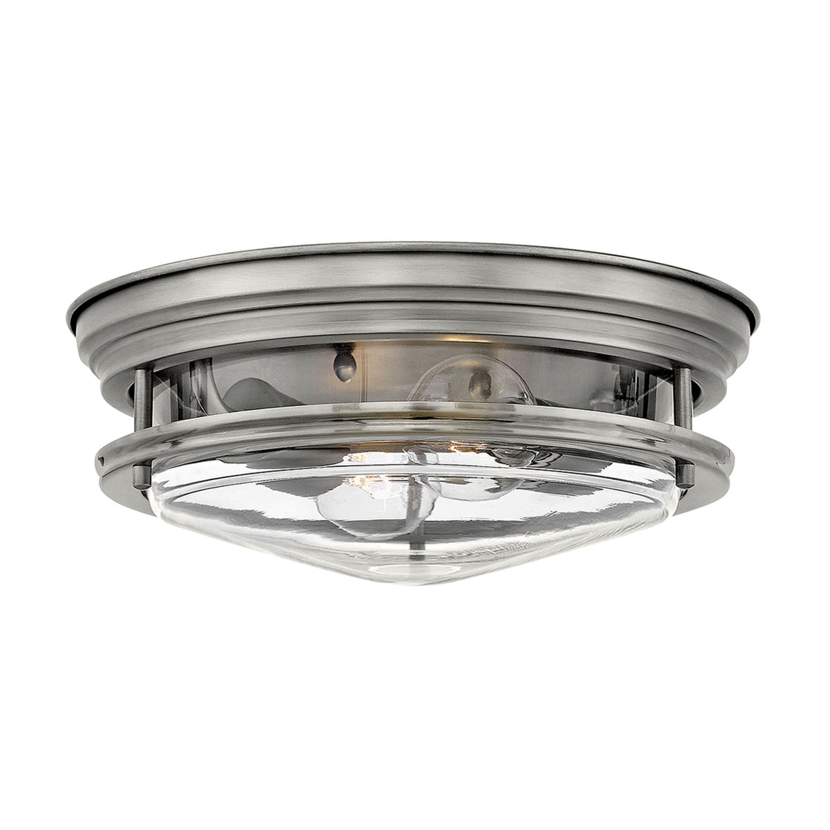 Hadrian IP44 Ceiling Light in Antique Nickel & Clear Glass