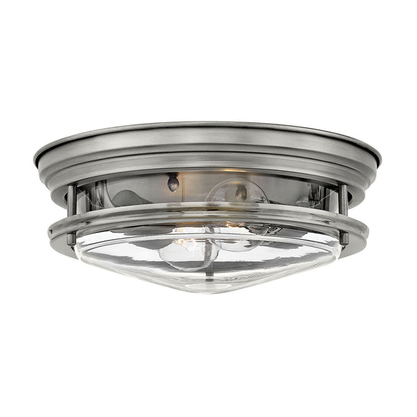 Hadrian IP44 Ceiling Light in Antique Nickel & Clear Glass