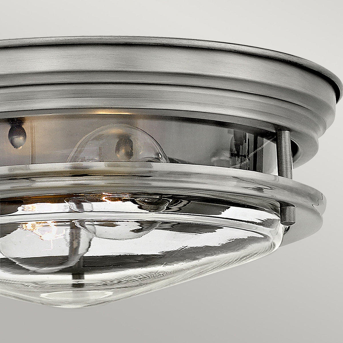 Hadrian IP44 Ceiling Light in Antique Nickel & Clear Glass