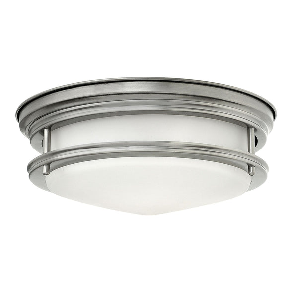 Hadrian IP44 Ceiling Light in Antique Nickel & Opal Glass