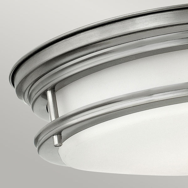 Hadrian IP44 Ceiling Light in Antique Nickel & Opal Glass