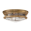 Hadrian IP44 Ceiling Light in Brushed Bronze & Clear Glass