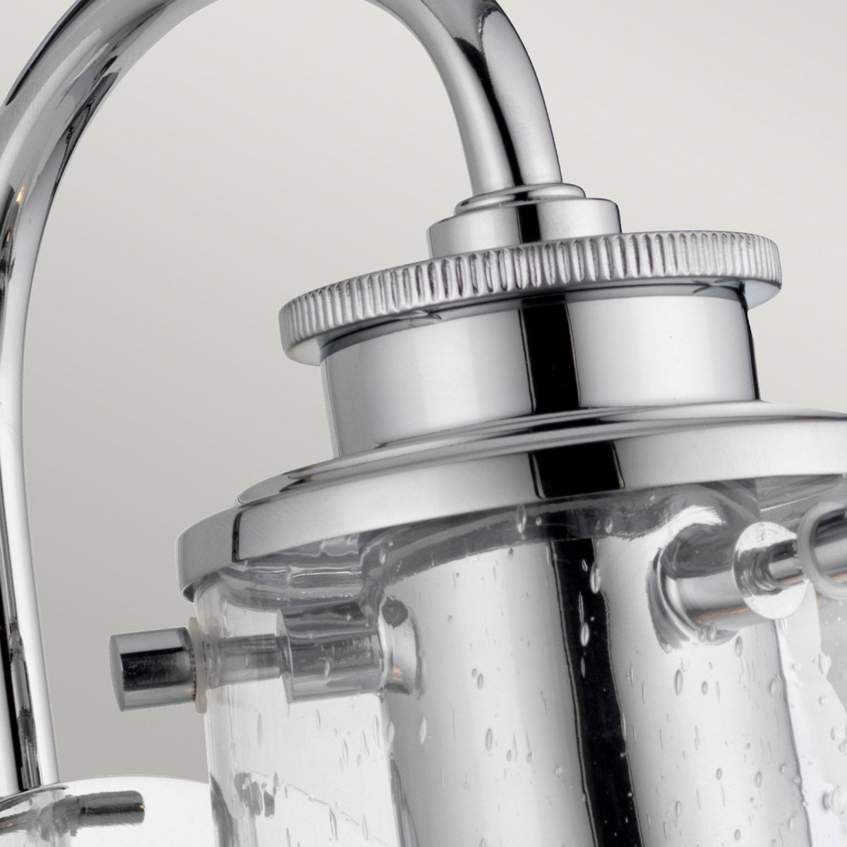 Braelyn Single Arm IP44 Wall Light in Chrome & Seedy Glass