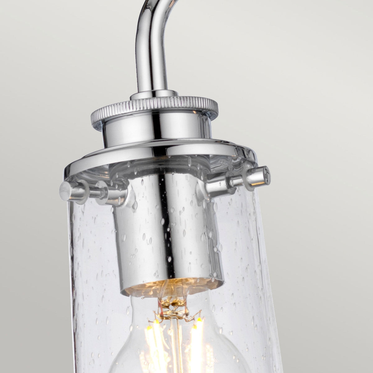 Braelyn Three Arm IP44 Wall Light in Chrome & Seedy Glass