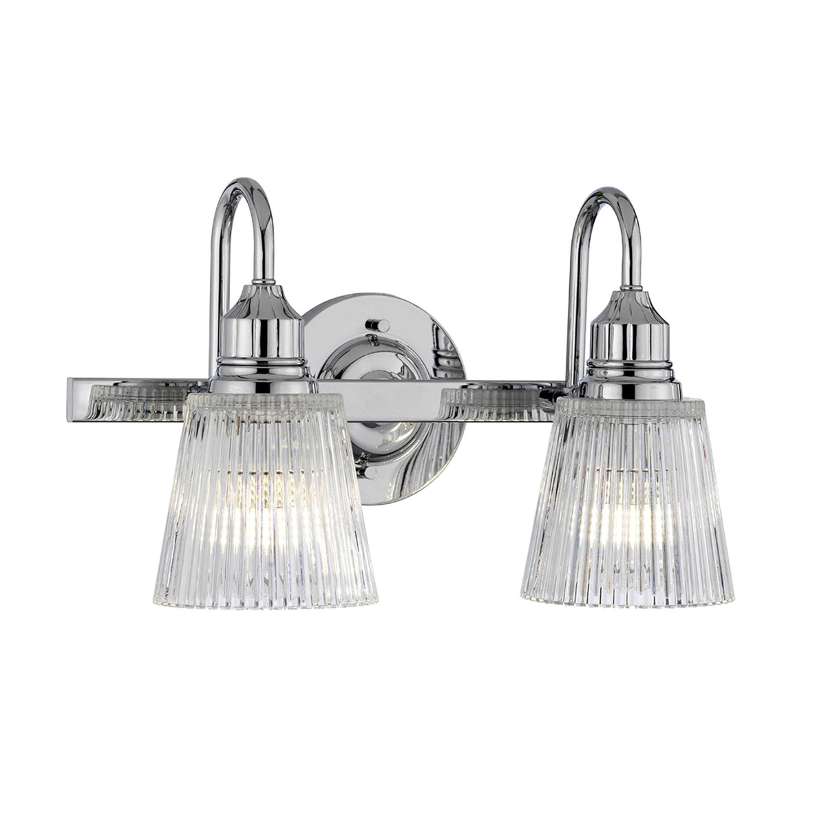 Addison IP44 Two Arm Wall Light in Polished Chrome