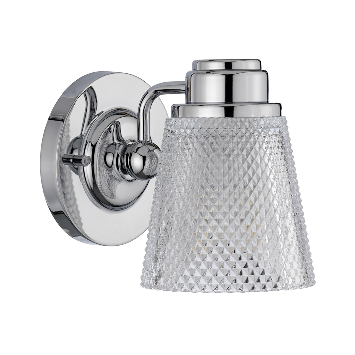 Hudson IP44 Single Arm Wall Light in Polished Chrome