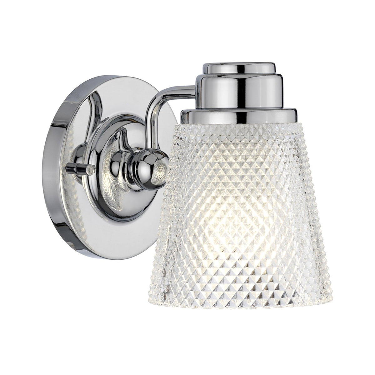 Hudson IP44 Single Arm Wall Light in Polished Chrome