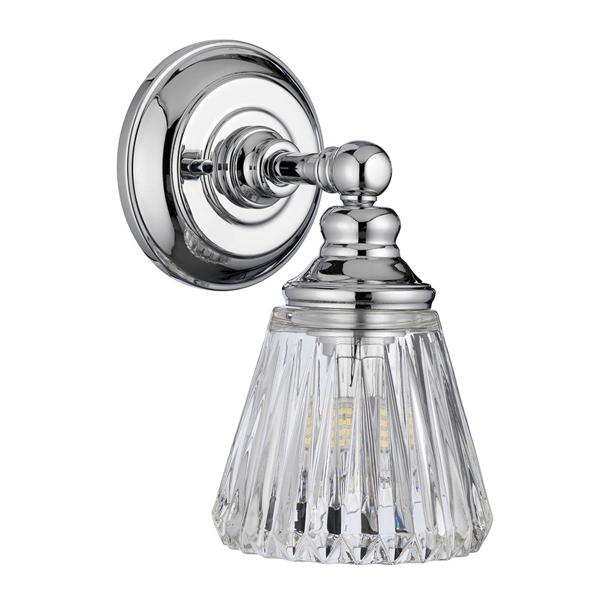 Keynes IP44 Single Lamp Wall Light in Polished Chrome