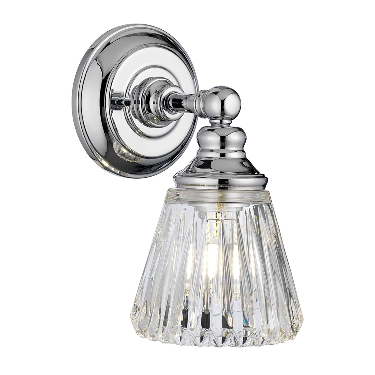 Keynes IP44 Single Lamp Wall Light in Polished Chrome