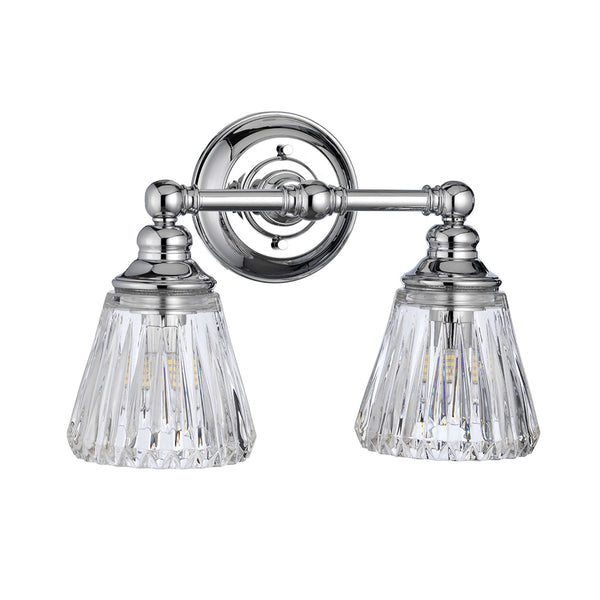 Keynes IP44 Two Lamp Wall Light in Polished Chrome