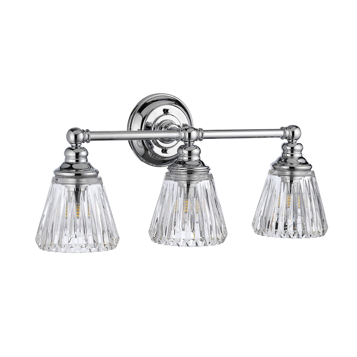 Keynes IP44 Three Lamp Wall Light in Polished Chrome