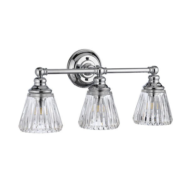 Keynes IP44 Three Lamp Wall Light in Polished Chrome