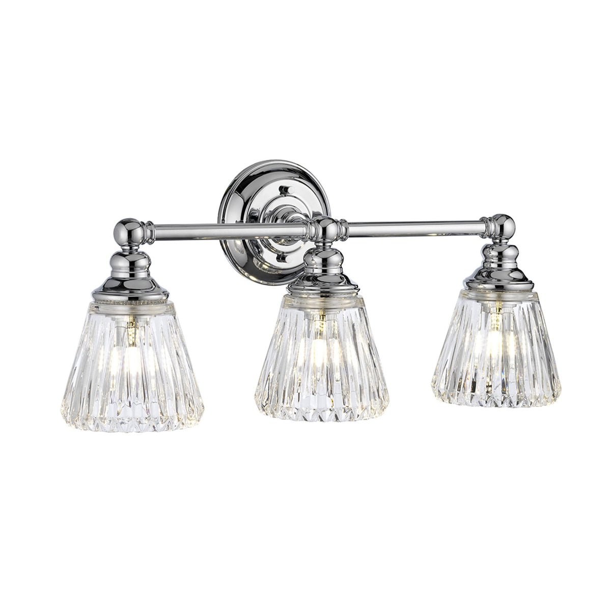 Keynes IP44 Three Lamp Wall Light in Polished Chrome