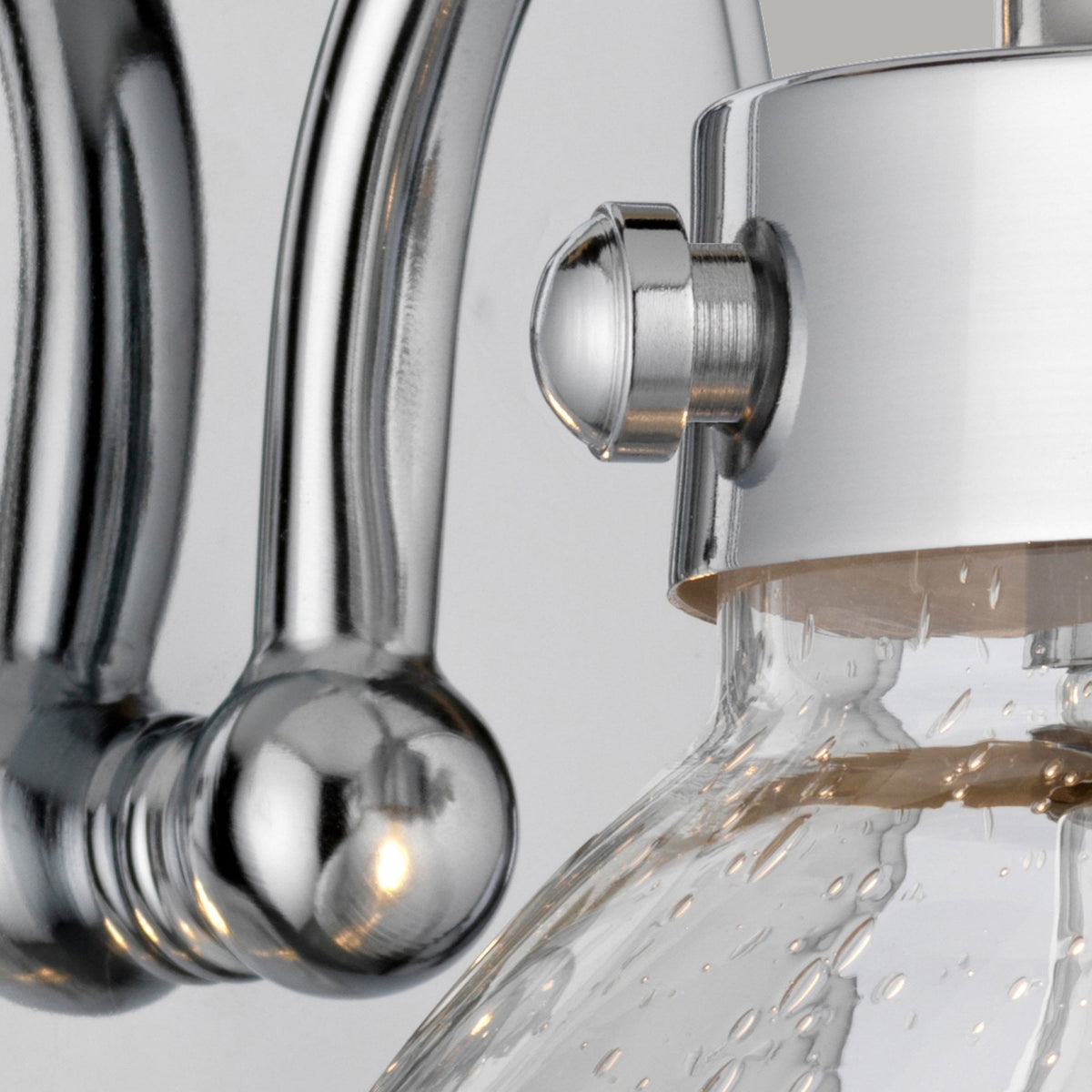 Scholar Single Lamp IP44 Wall Light in Polished Chrome & Clear Seedy Glass