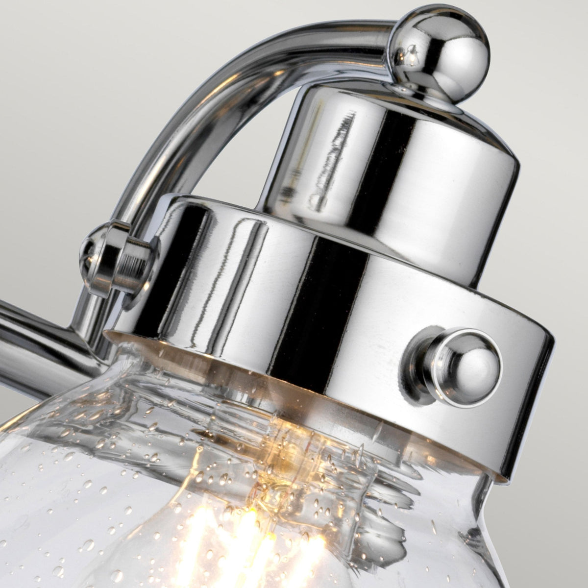 Scholar Two Lamp IP44 Wall Light in Polished Chrome & Clear Seedy Glass