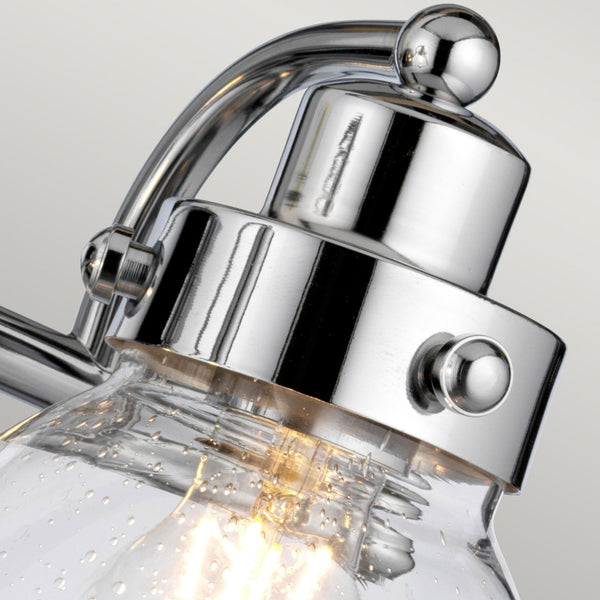 Scholar Two Lamp IP44 Wall Light in Polished Chrome & Clear Seedy Glass