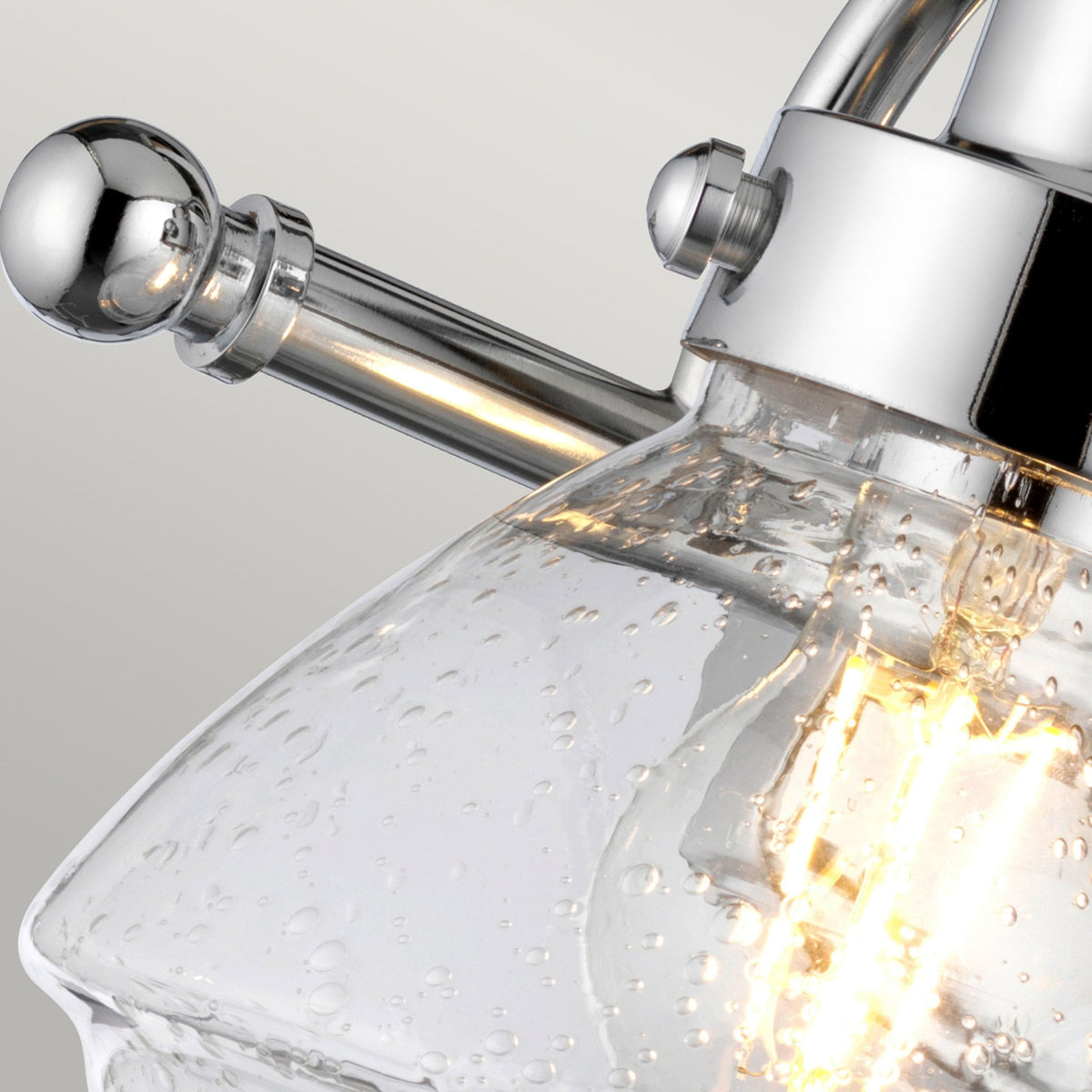 Scholar Two Lamp IP44 Wall Light in Polished Chrome & Clear Seedy Glass