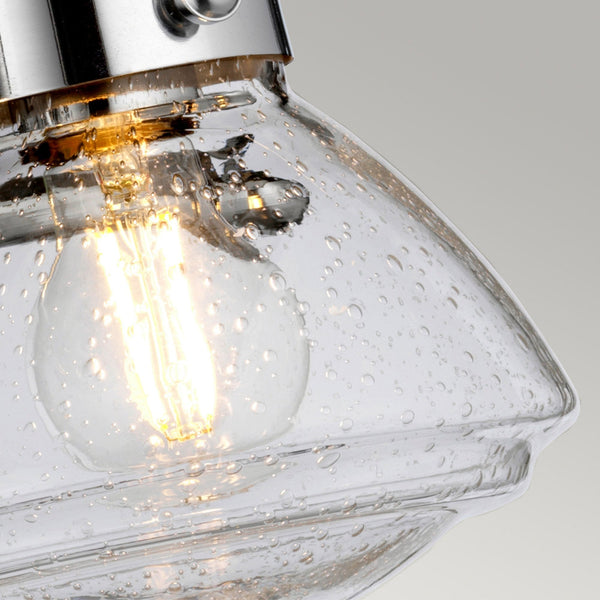 Scholar Three Lamp IP44 Wall Light in Polished Chrome & Clear Seedy Glass