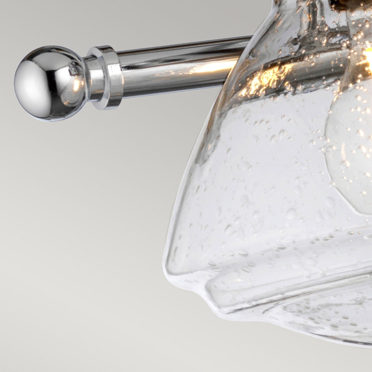 Scholar Three Lamp IP44 Wall Light in Polished Chrome & Clear Seedy Glass