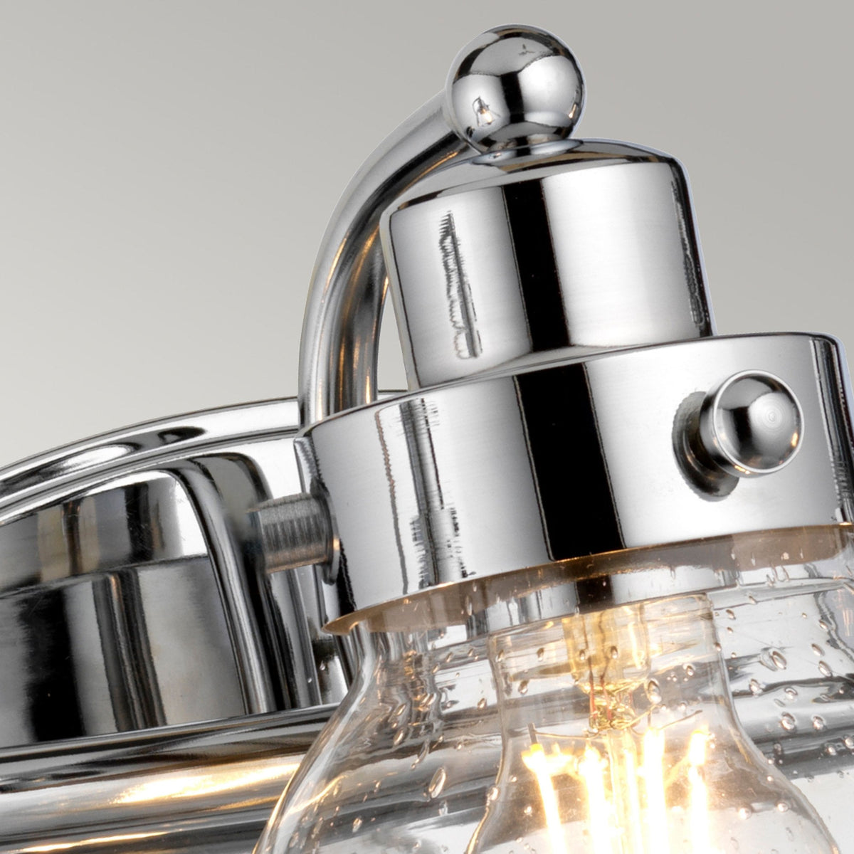 Scholar Three Lamp IP44 Wall Light in Polished Chrome & Clear Seedy Glass