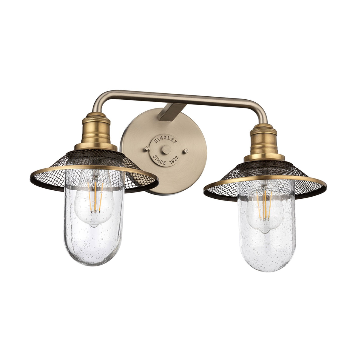 Rigby Twin Lamp IP44 Wall Light in Antique Nickel & Heritage Brass