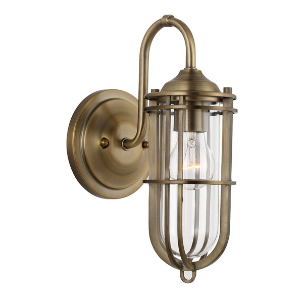 Urban Restoration Single Lamp IP44 Wall Light in Dark Antique Brass
