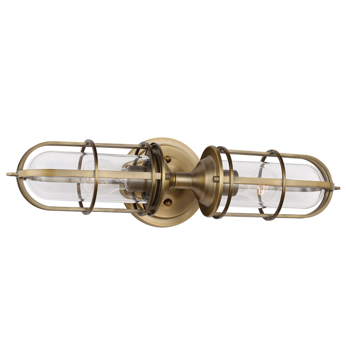 Urban Restoration Twin Lamp IP44 Wall Light in Dark Antique Brass
