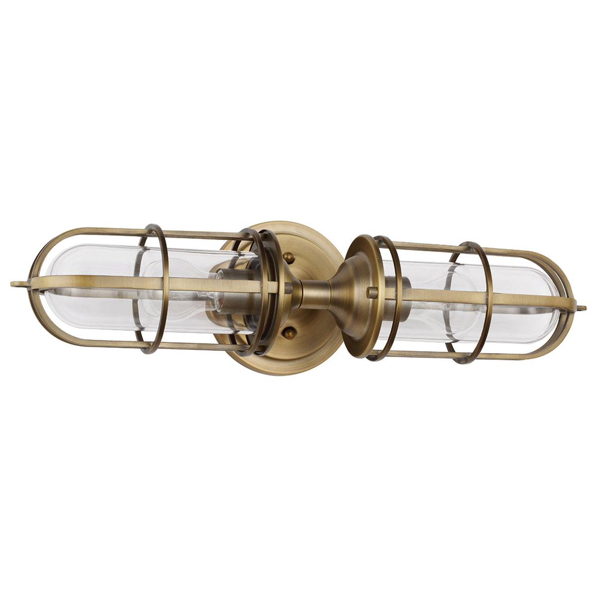Urban Restoration Twin Lamp IP44 Wall Light in Dark Antique Brass