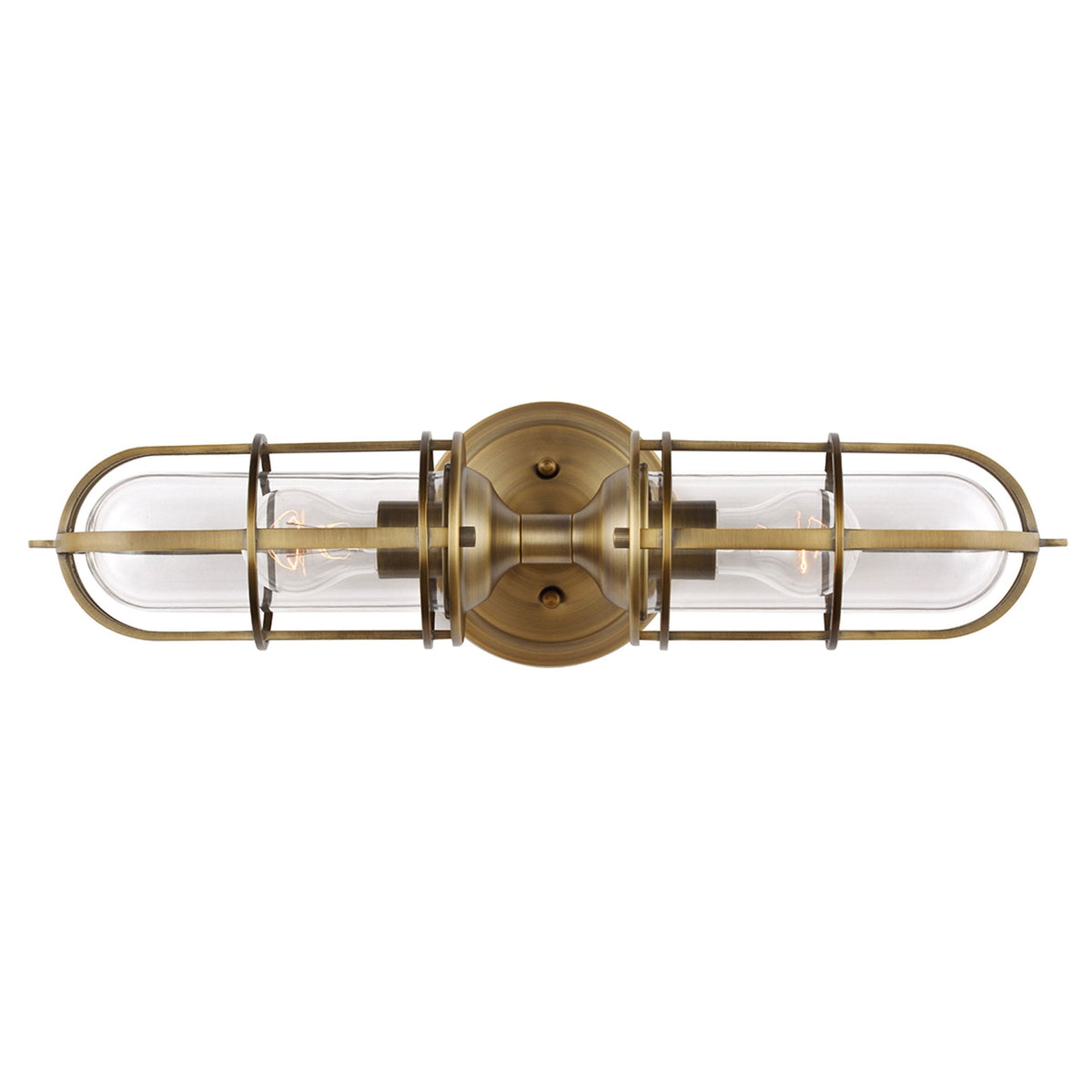 Urban Restoration Twin Lamp IP44 Wall Light in Dark Antique Brass