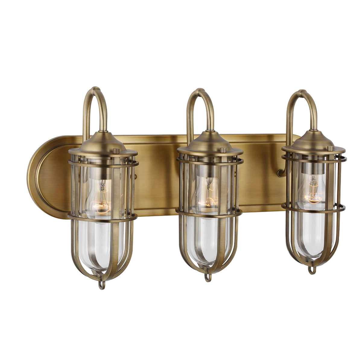 Urban Restoration Triple Lamp IP44 Wall Light in Dark Antique Brass