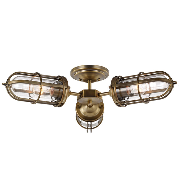 Urban Restoration Triple Lamp IP44 Ceiling Light in Dark Antique Brass
