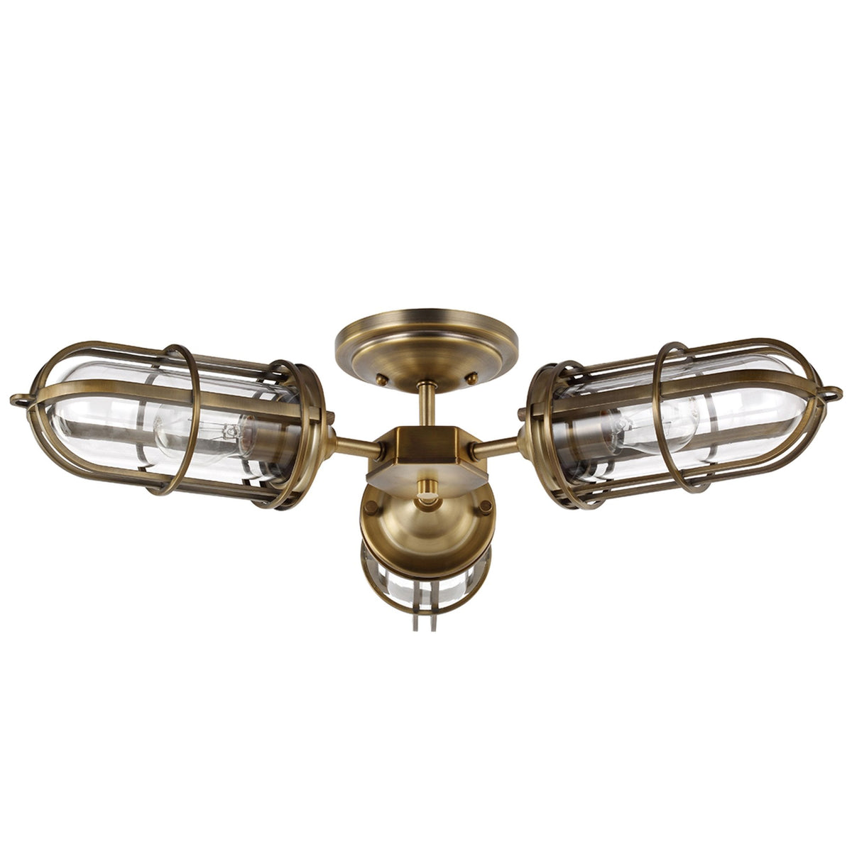 Urban Restoration Triple Lamp IP44 Ceiling Light in Dark Antique Brass