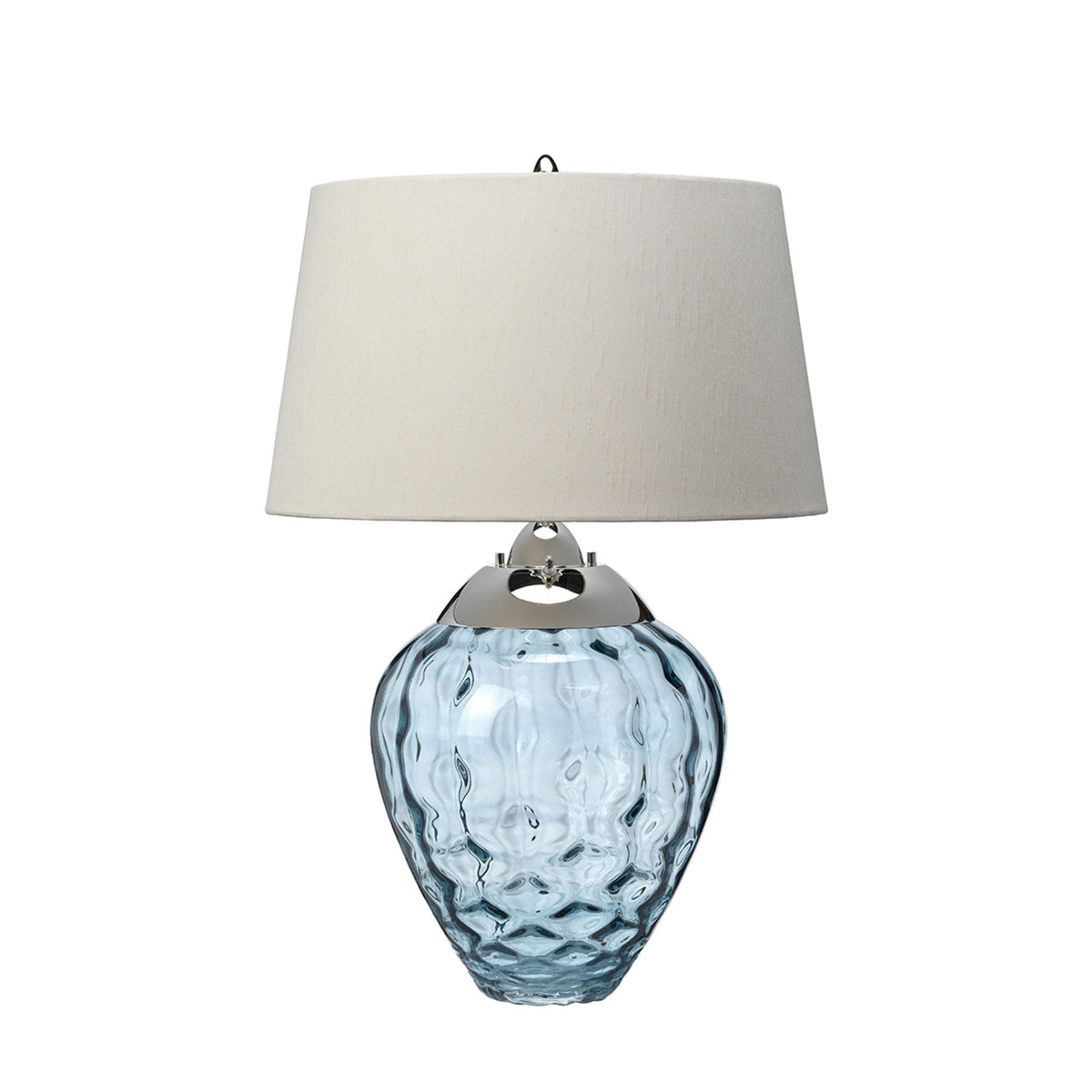 Samara Dual Lit Table Lamp with Hand Blown Light Blue Tinted Glass