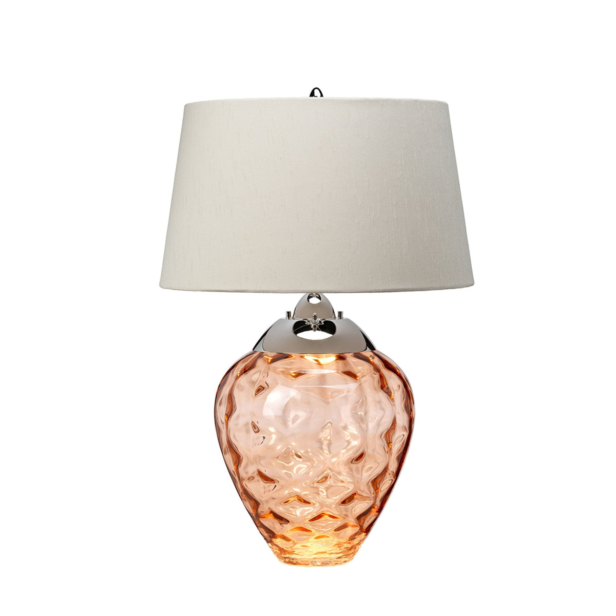 Samara Dual Lit Table Lamp with Hand Blown Salmon Tinted Glass