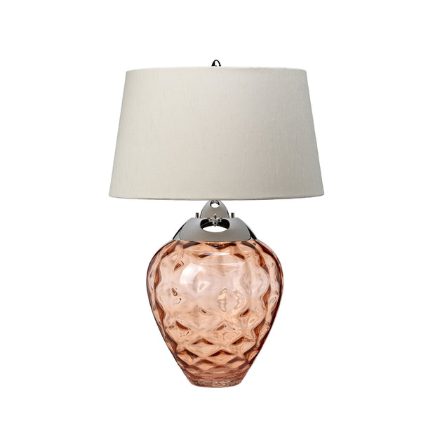 Samara Dual Lit Table Lamp with Hand Blown Salmon Tinted Glass