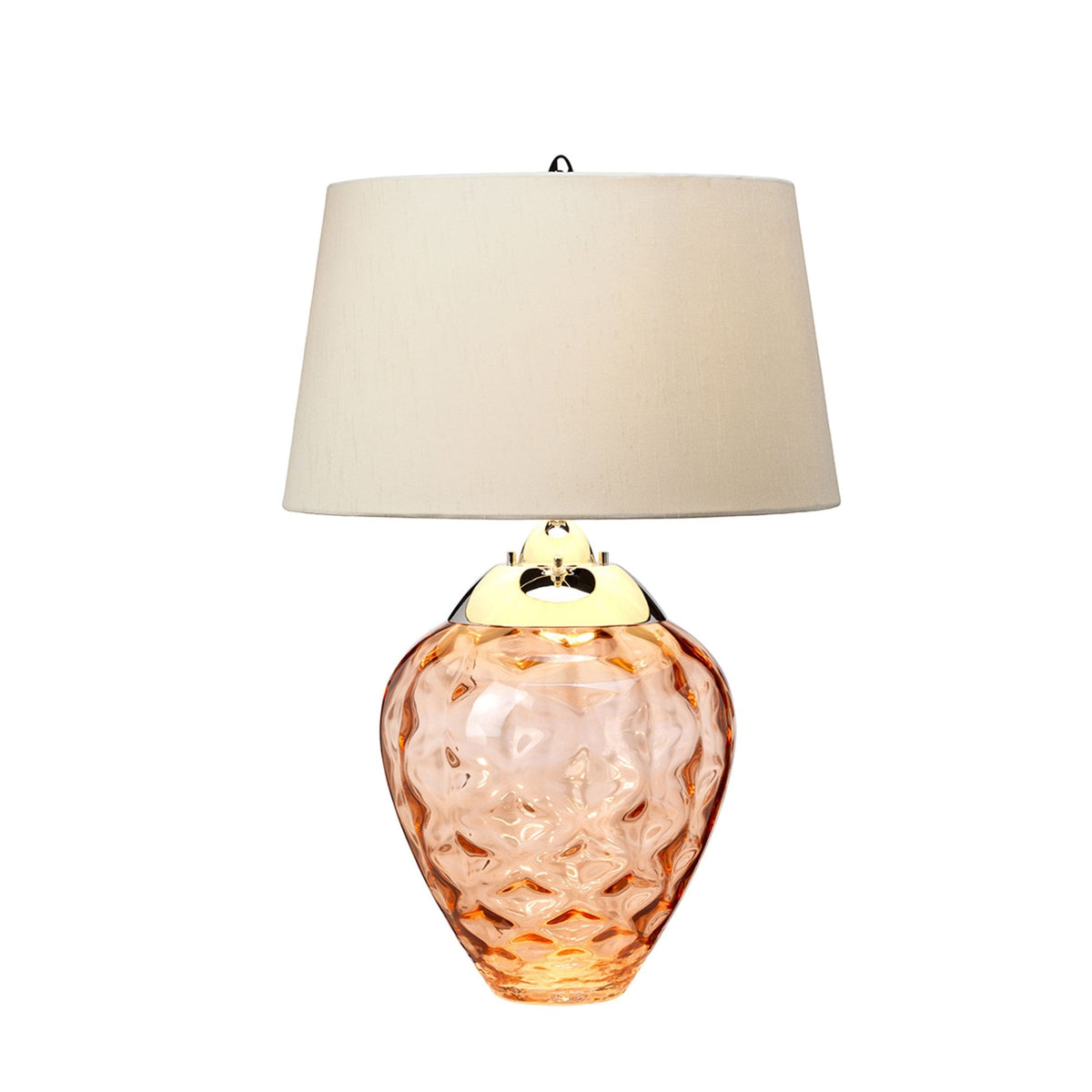 Samara Dual Lit Table Lamp with Hand Blown Salmon Tinted Glass
