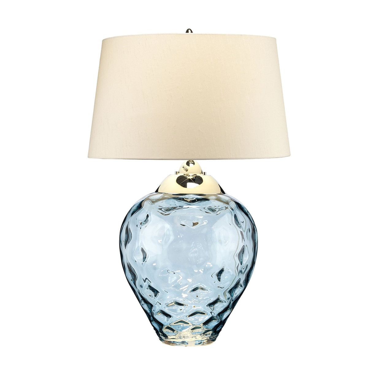 Samara Large Dual Lit Table Lamp with Hand Blown Light Blue Tinted Glass