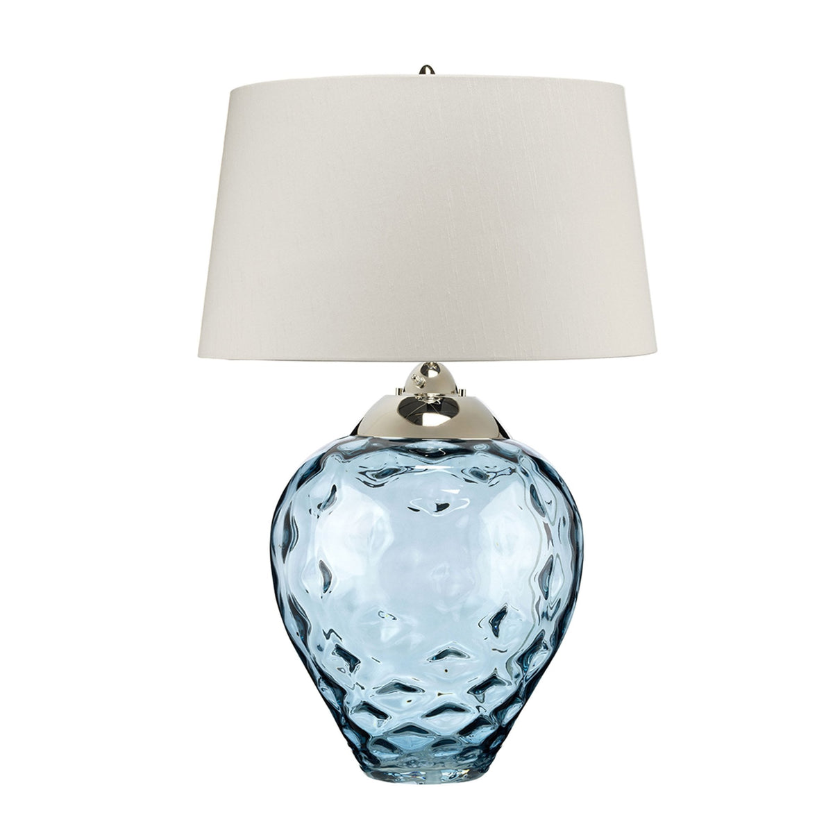 Samara Large Dual Lit Table Lamp with Hand Blown Light Blue Tinted Glass