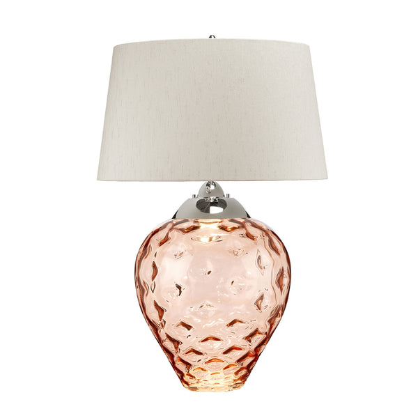 Samara Large Dual Lit Table Lamp with Hand Blown Salmon Tinted Glass