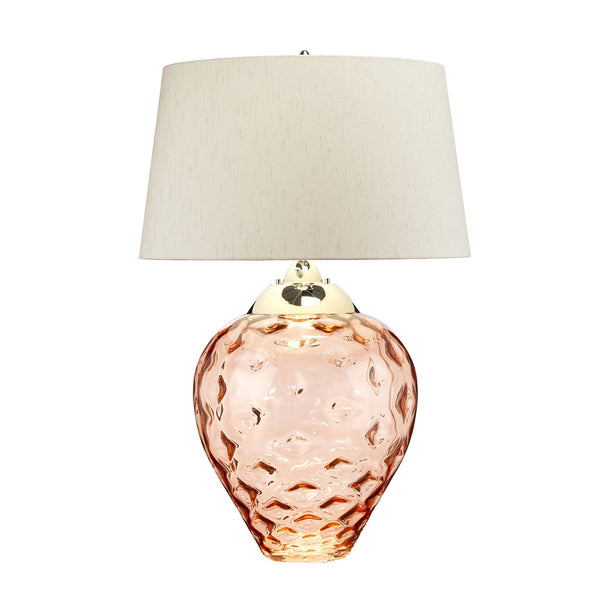 Samara Large Dual Lit Table Lamp with Hand Blown Salmon Tinted Glass