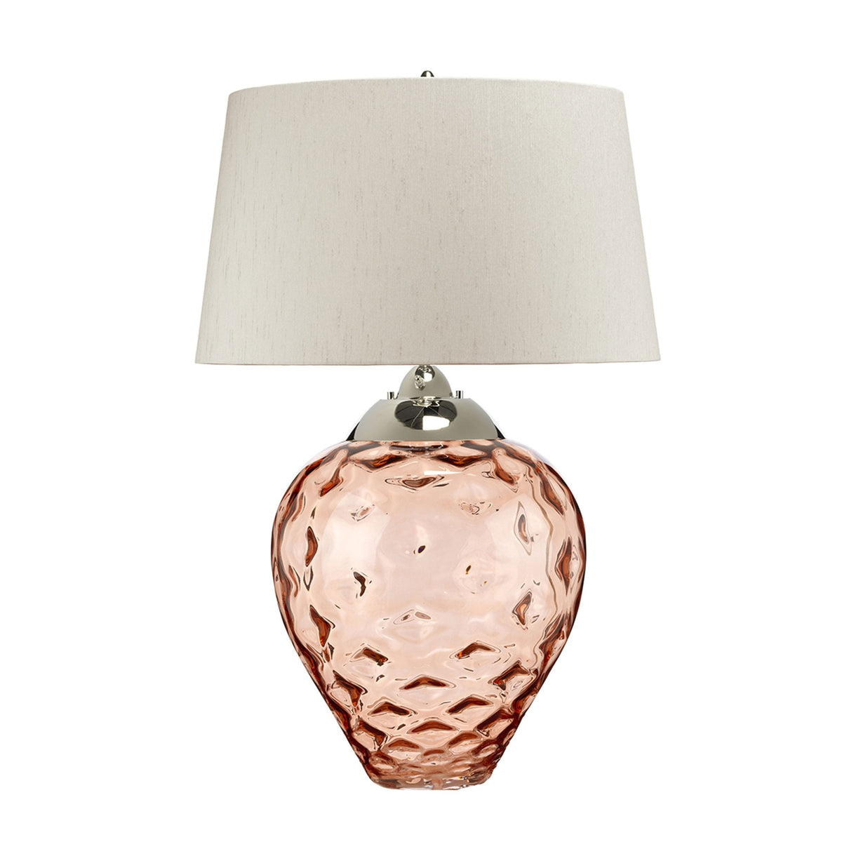 Samara Large Dual Lit Table Lamp with Hand Blown Salmon Tinted Glass