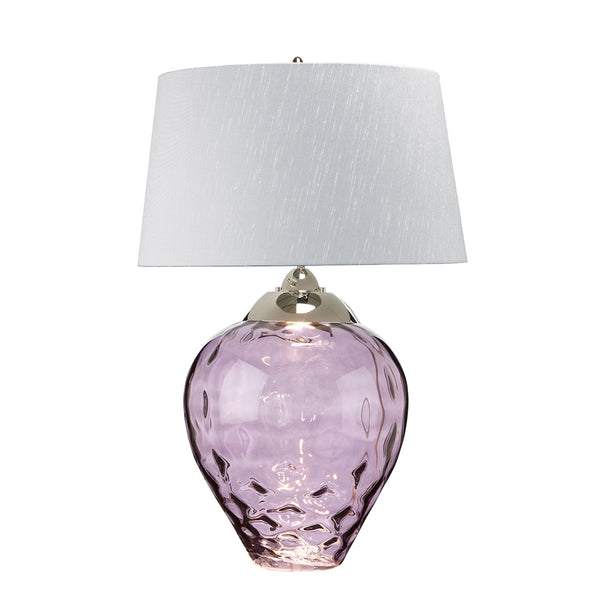 Samara Large Dual Lit Table Lamp with Hand Blown Plum Tinted Glass