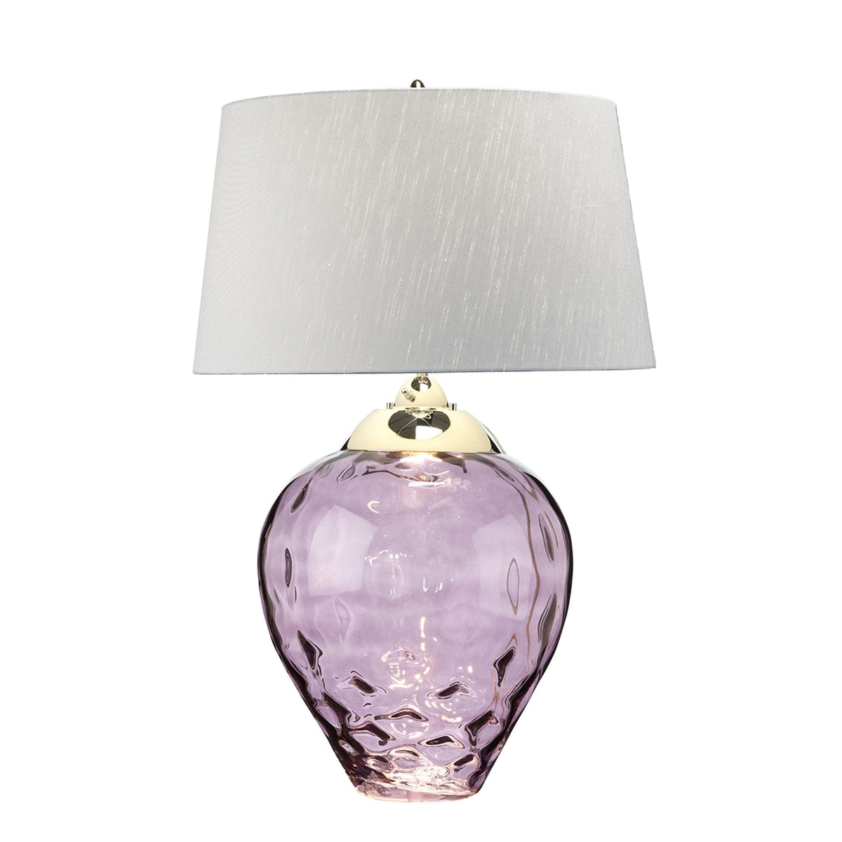 Samara Large Dual Lit Table Lamp with Hand Blown Plum Tinted Glass