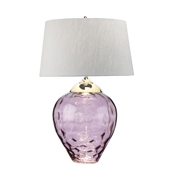 Samara Large Dual Lit Table Lamp with Hand Blown Plum Tinted Glass