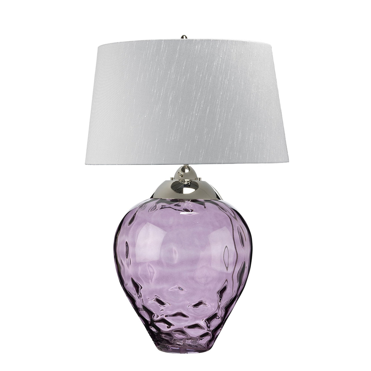 Samara Large Dual Lit Table Lamp with Hand Blown Plum Tinted Glass
