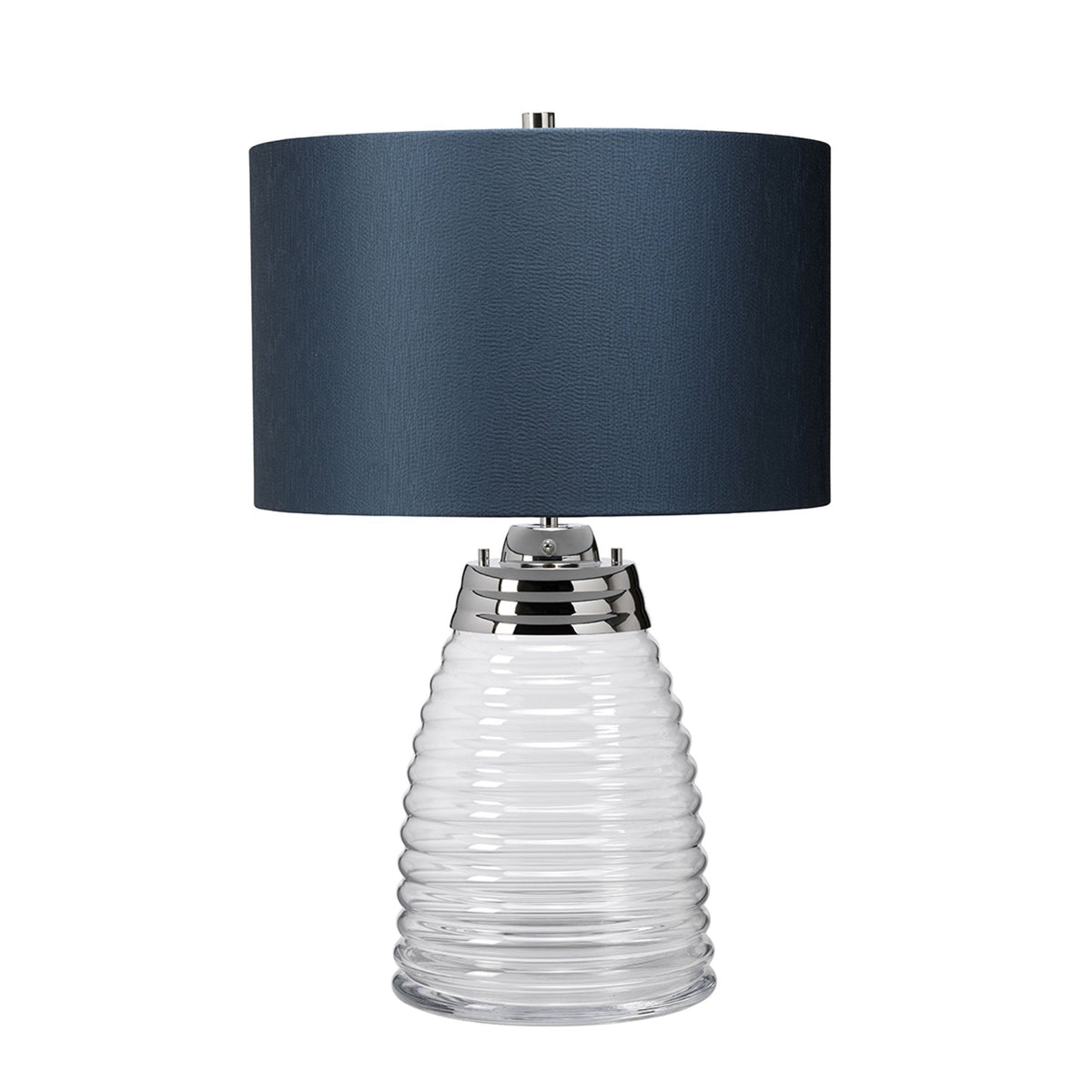 Milne Dual Lit Hand Blown Clear Glass Table Lamp with Teal Shade