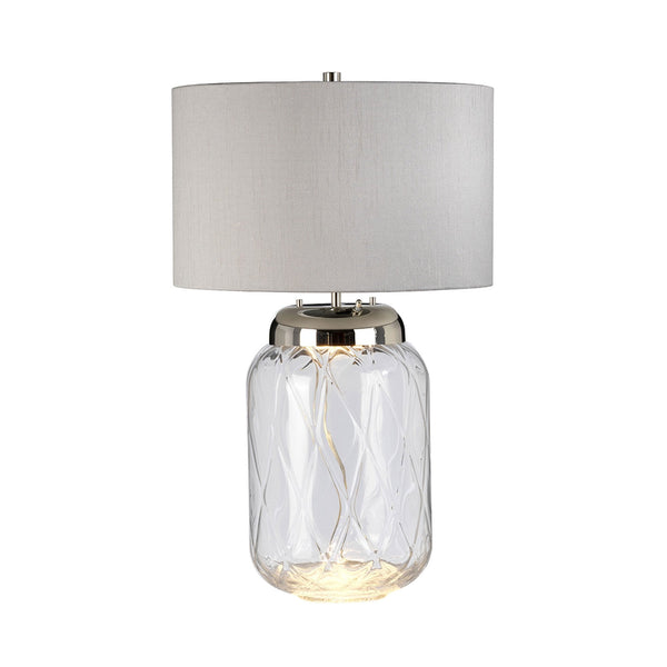Sola Large Dual Lit Hand Blown Glass Table Lamp with Titanium Silver Shade