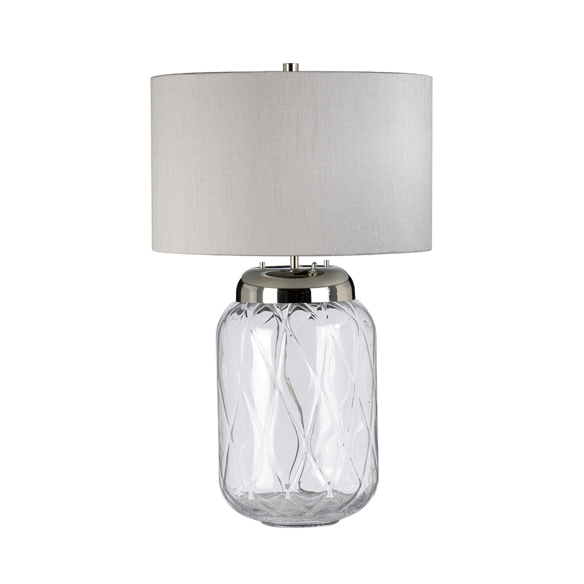 Sola Large Dual Lit Hand Blown Glass Table Lamp with Titanium Silver Shade