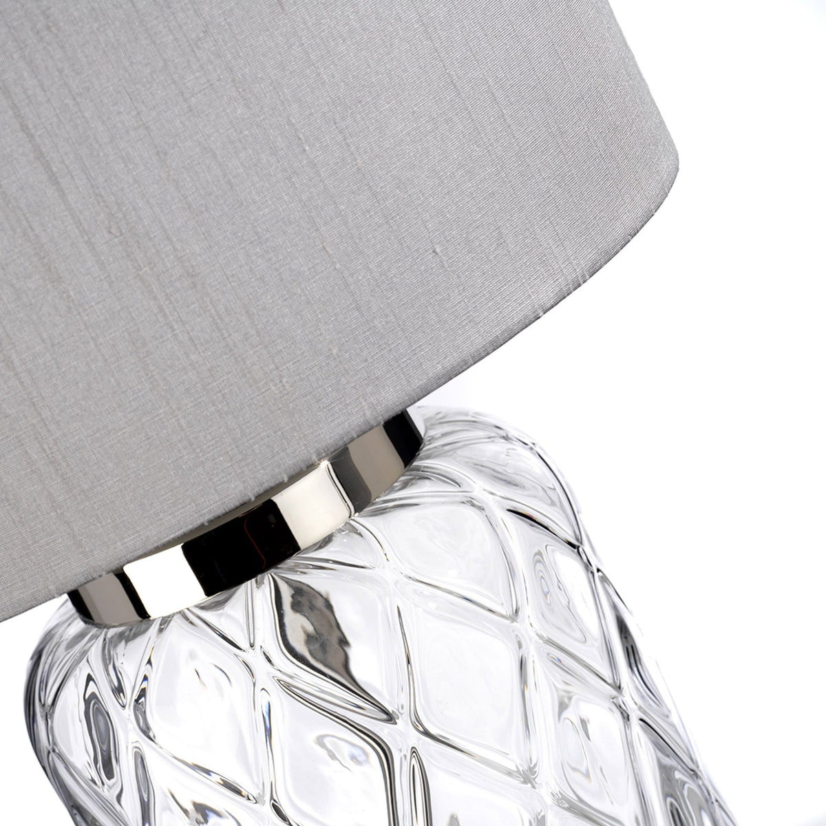 Sola Hand Blown Glass Table Lamp with Titanium Silver Shade